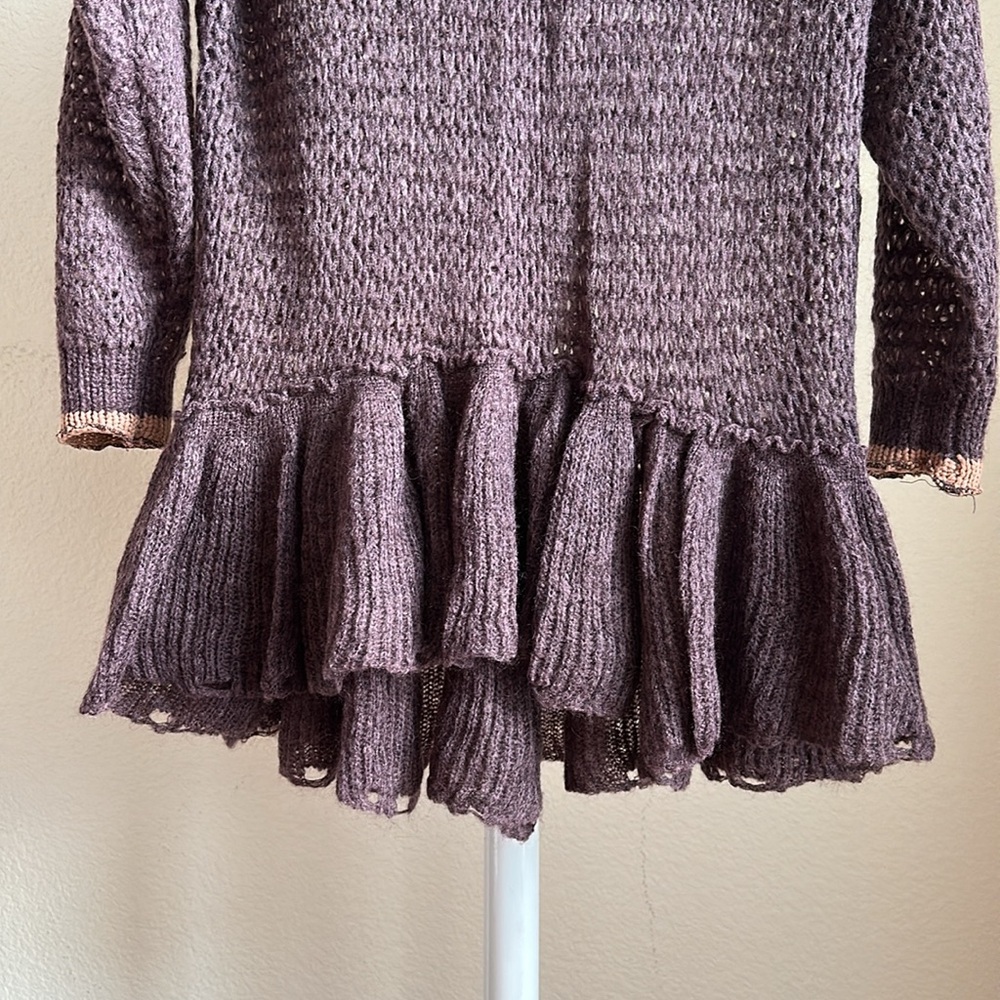 Purple Knit Sweater with Ruffle Hem - Picture 4 of 5